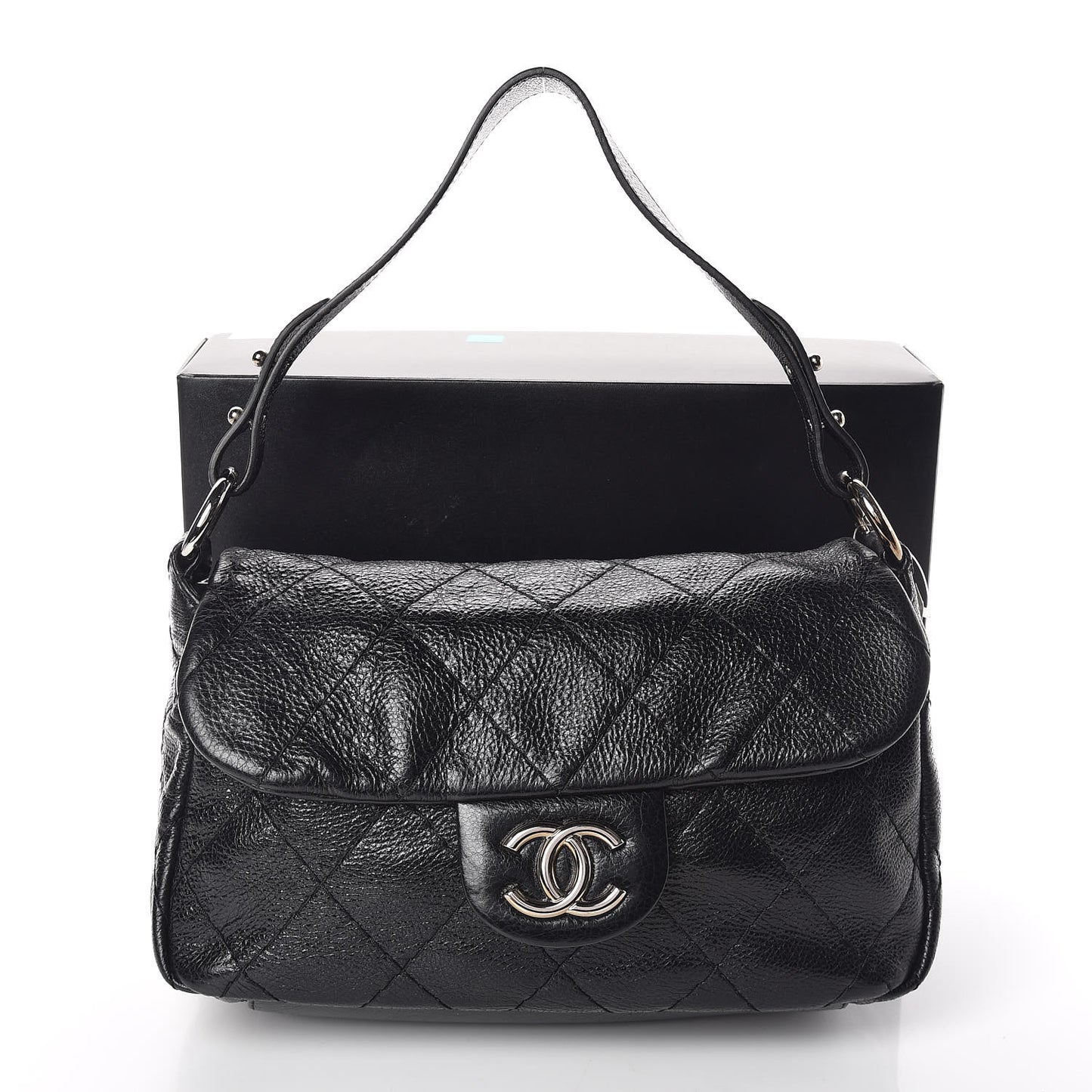 Glazed Calfskin Stitched On The Road Flap Black