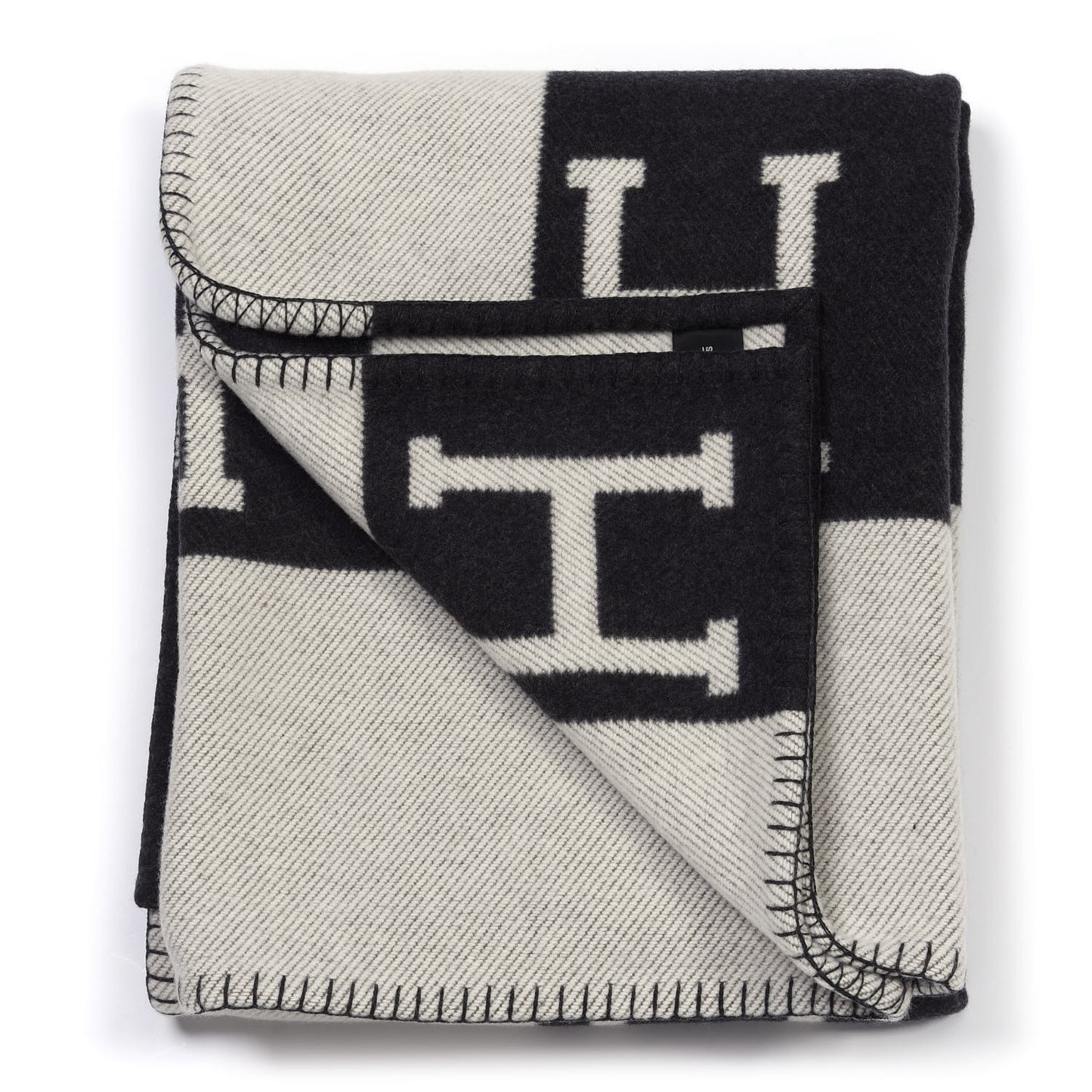 Wool Cashmere Avalon Blanket Ecru Gris Fonce