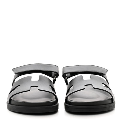 Hermes Calfskin Womens Chypre Sandals 38.5 Black 2 of 9