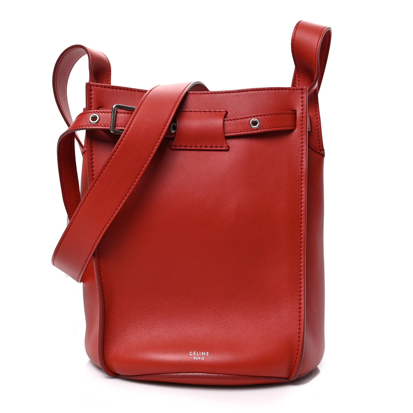 Supple Grained Calfskin Big Bag Bucket Red
