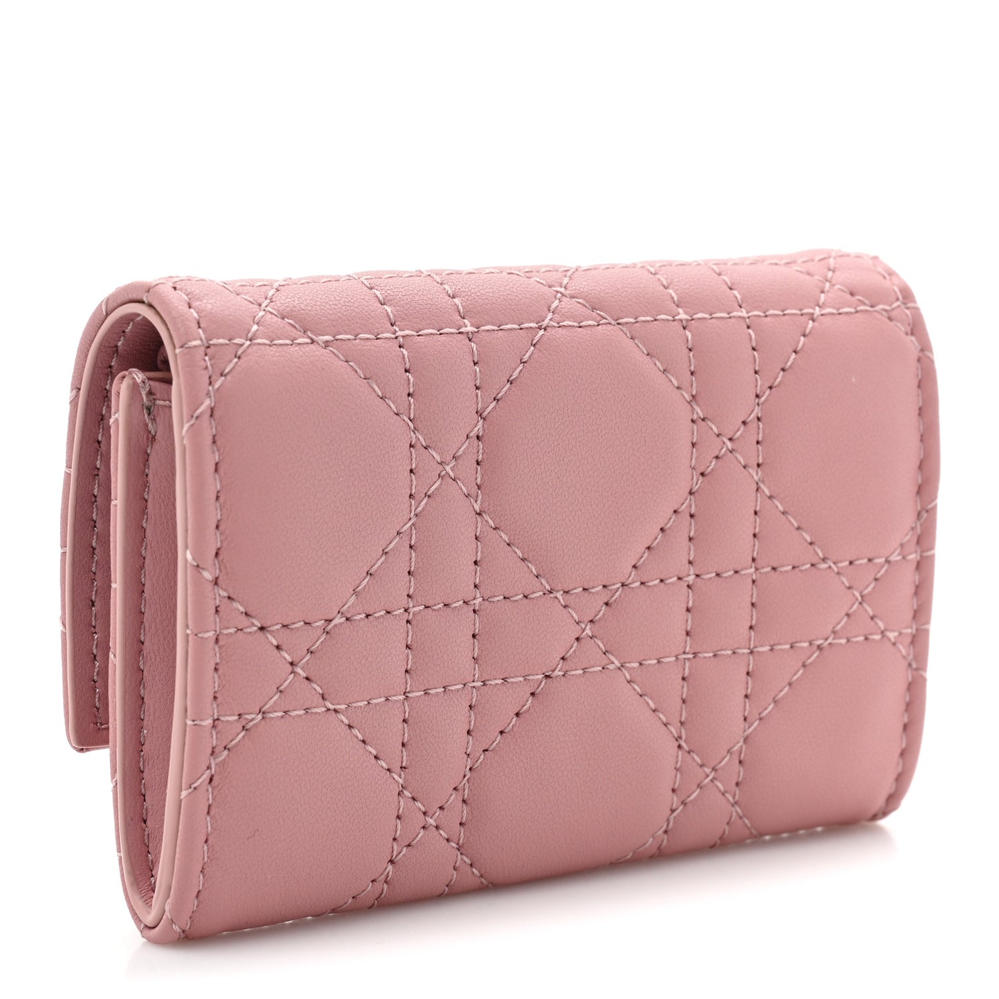 Lambskin Cannage Miss Dior Glycine Wallet Pink