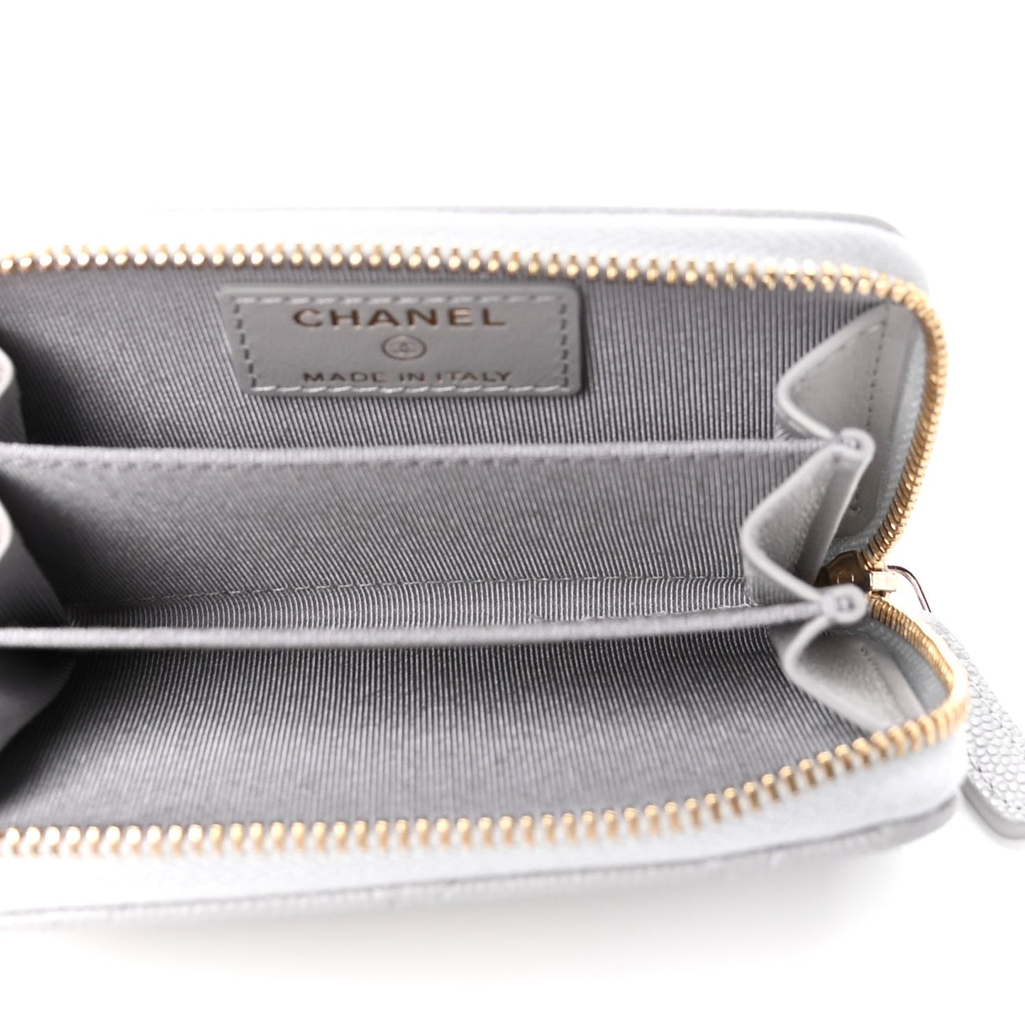 Caviar Quilted Zip Coin Purse Grey