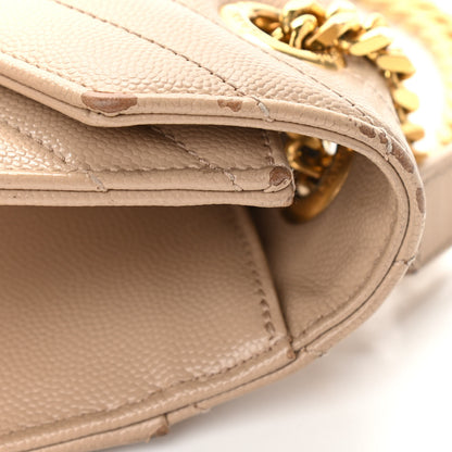 Saint Laurent Grain De Poudre Matelasse Chevron Large Monogram Satchel Dark Beige 15 of 17