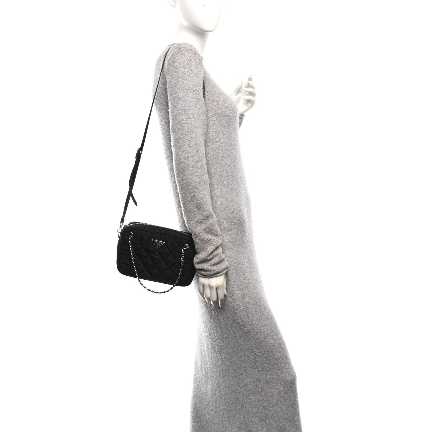 Prada Nylon Tessuto Impuntu Quilted Bandoliera Crossbody Bag Black 2 of 10