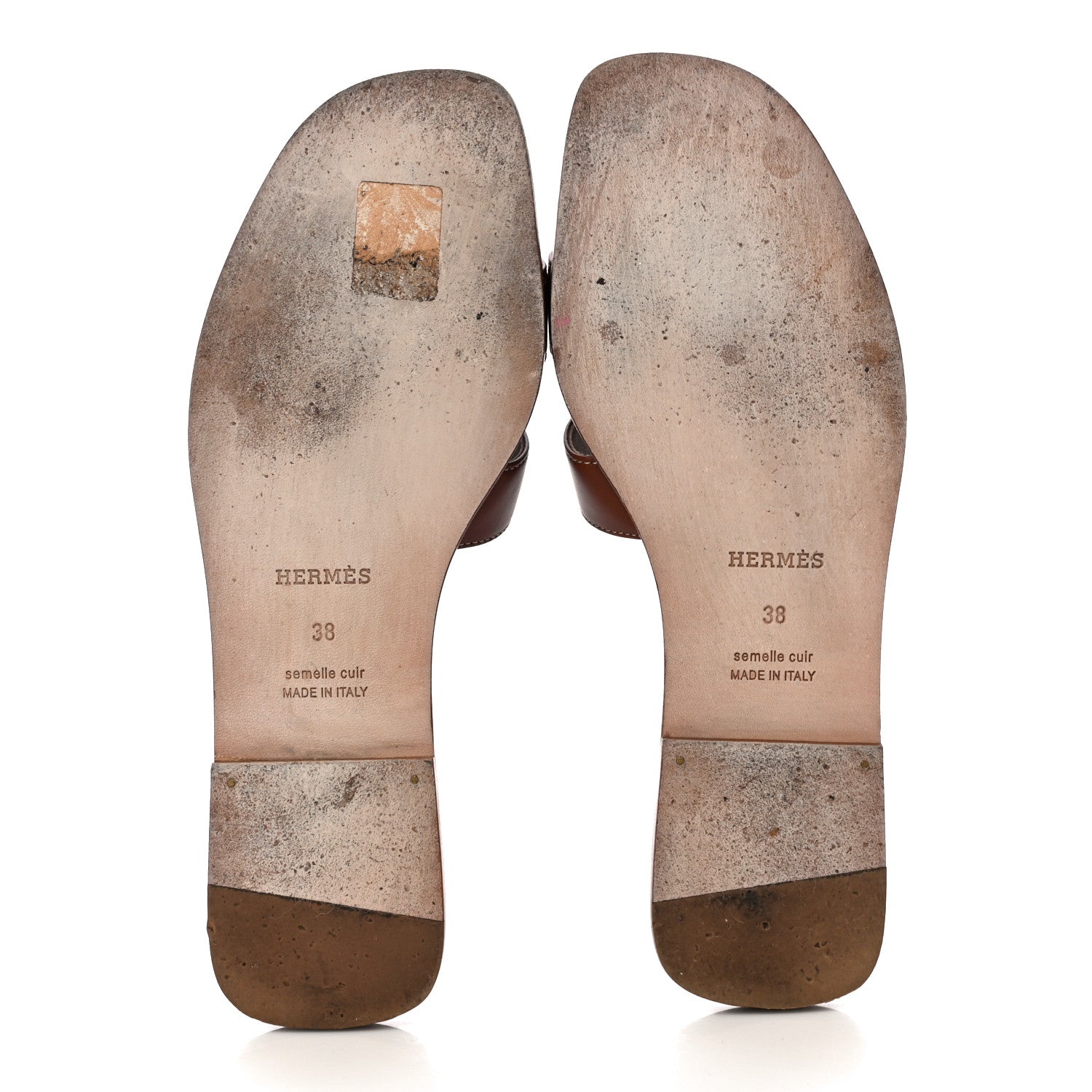 Hermes Box Calfskin Oran Sandals 38 Gold 5 of 13