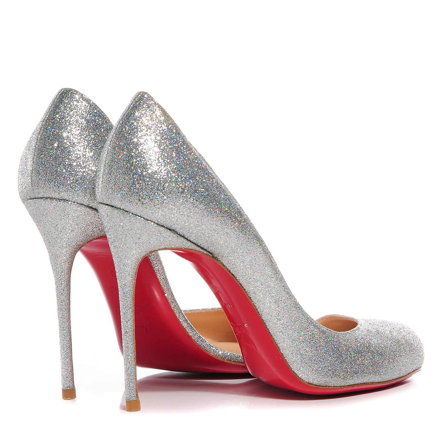 Christian Louboutin Mini Glitter Helmour 100 Pumps 38 Silver 4 of 6