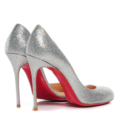 Christian Louboutin Mini Glitter Helmour 100 Pumps 38 Silver 4 of 6