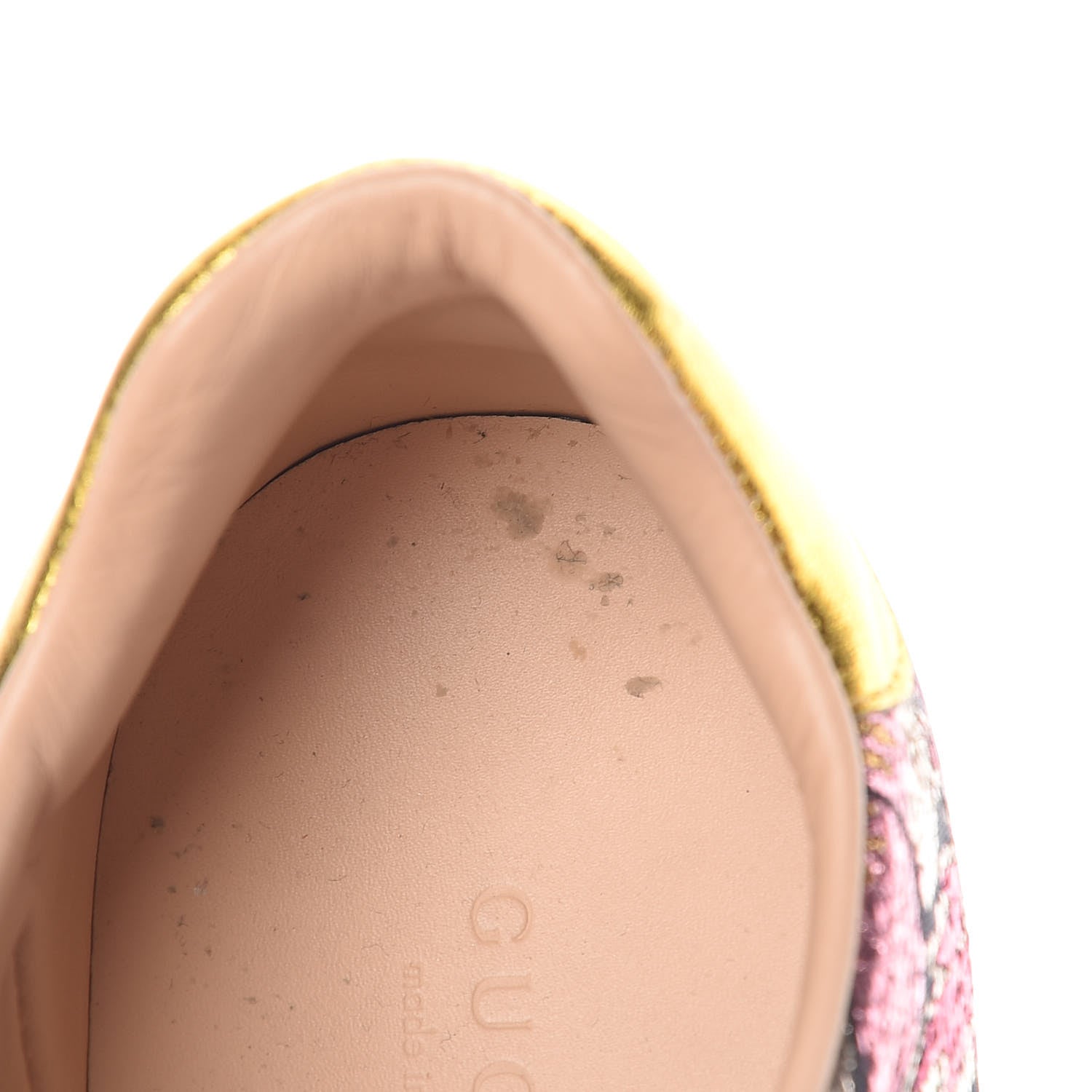 Gucci Lurex Brocade Web Nappa Womens Ace Sneakers 36.5 Black Pink Oro Vecchio 15 of 15