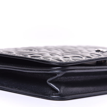 Chanel Goatskin Camellia Embossed Wallet on Chain WOC Black 7 of 9