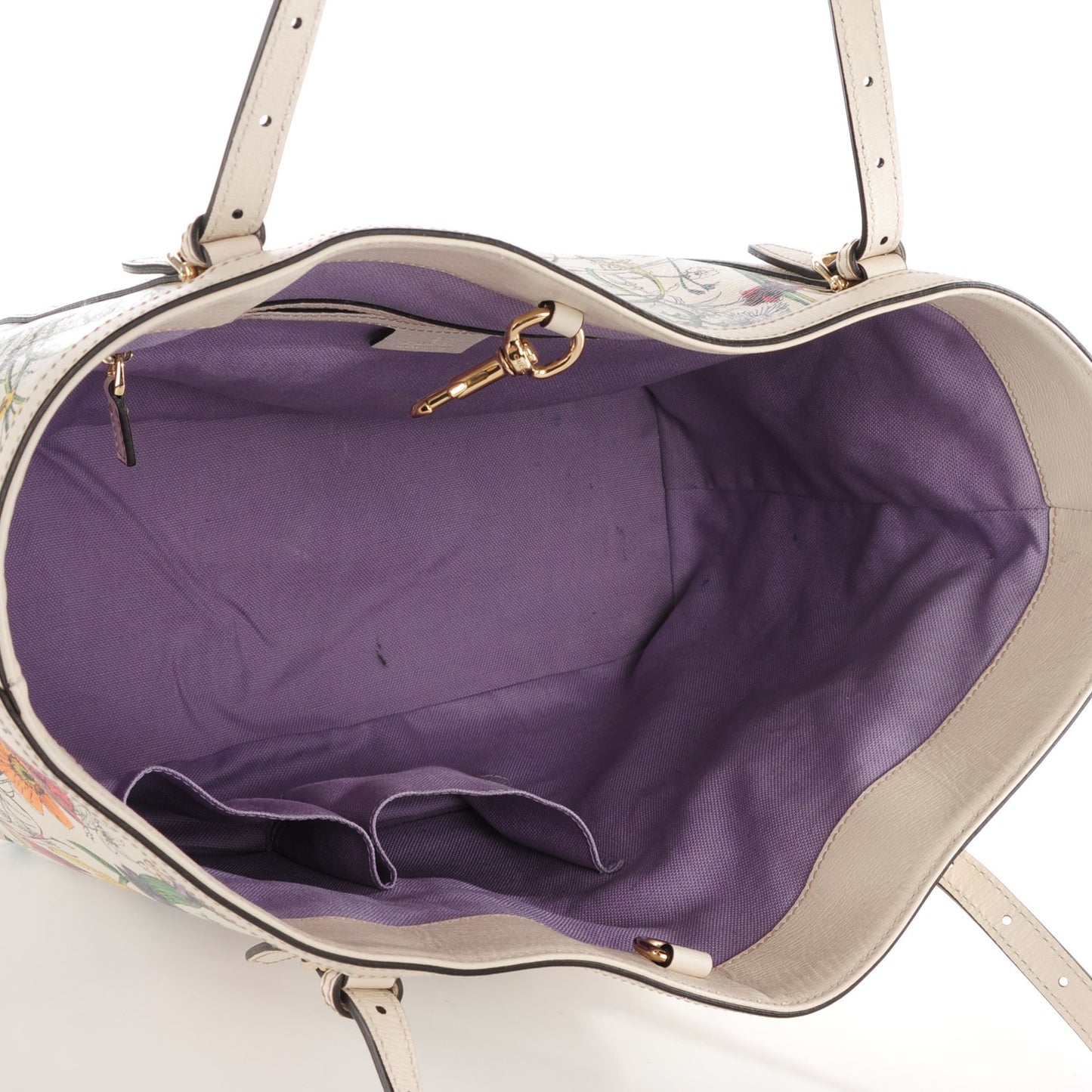 Calfskin Flora Infinity Medium Nice Tote Off White