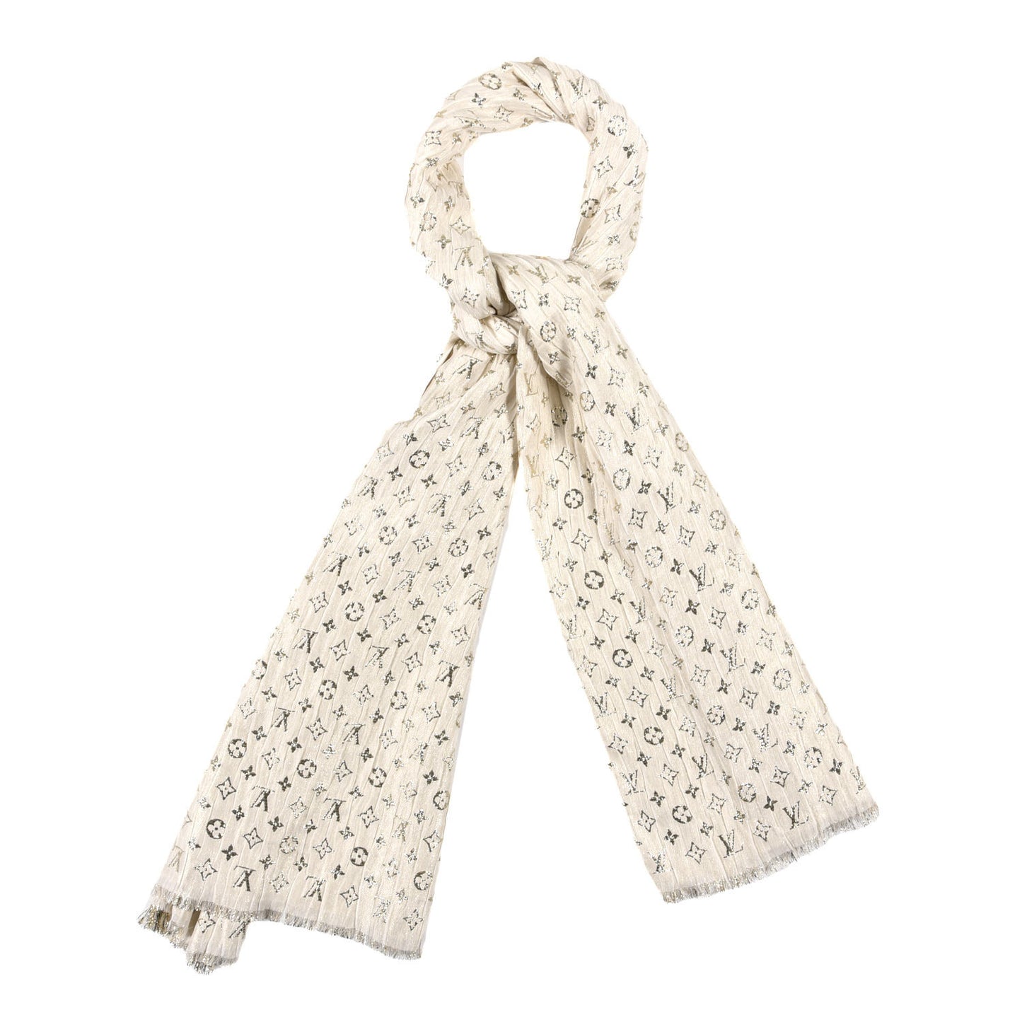 Silk Monogram So Glitter Stole White