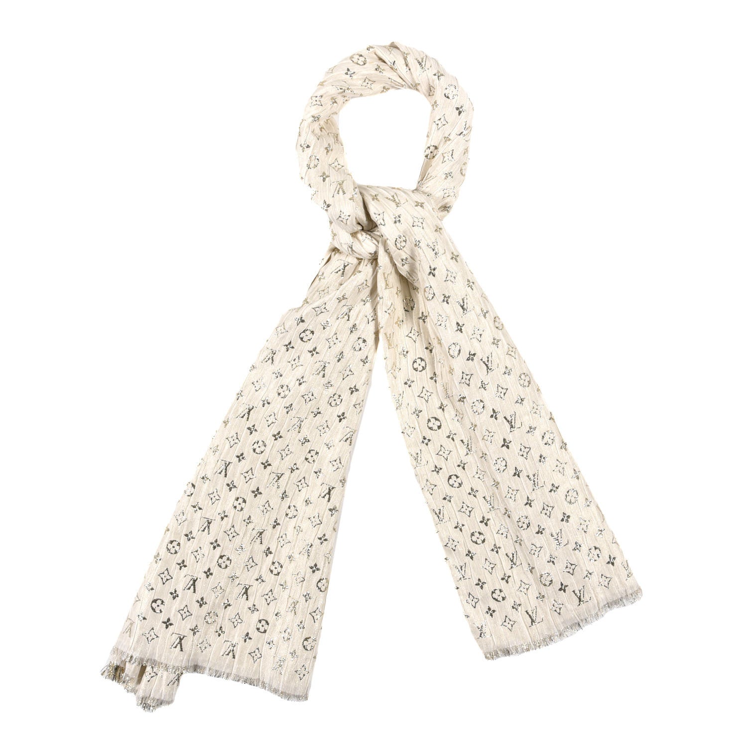 Louis Vuitton Silk Monogram So Glitter Stole White 1 of 4