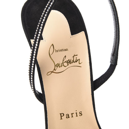 Christian Louboutin Suede Mesh Embellished Araborda 100 Slingback Sandals 39.5 Black 7 of 9