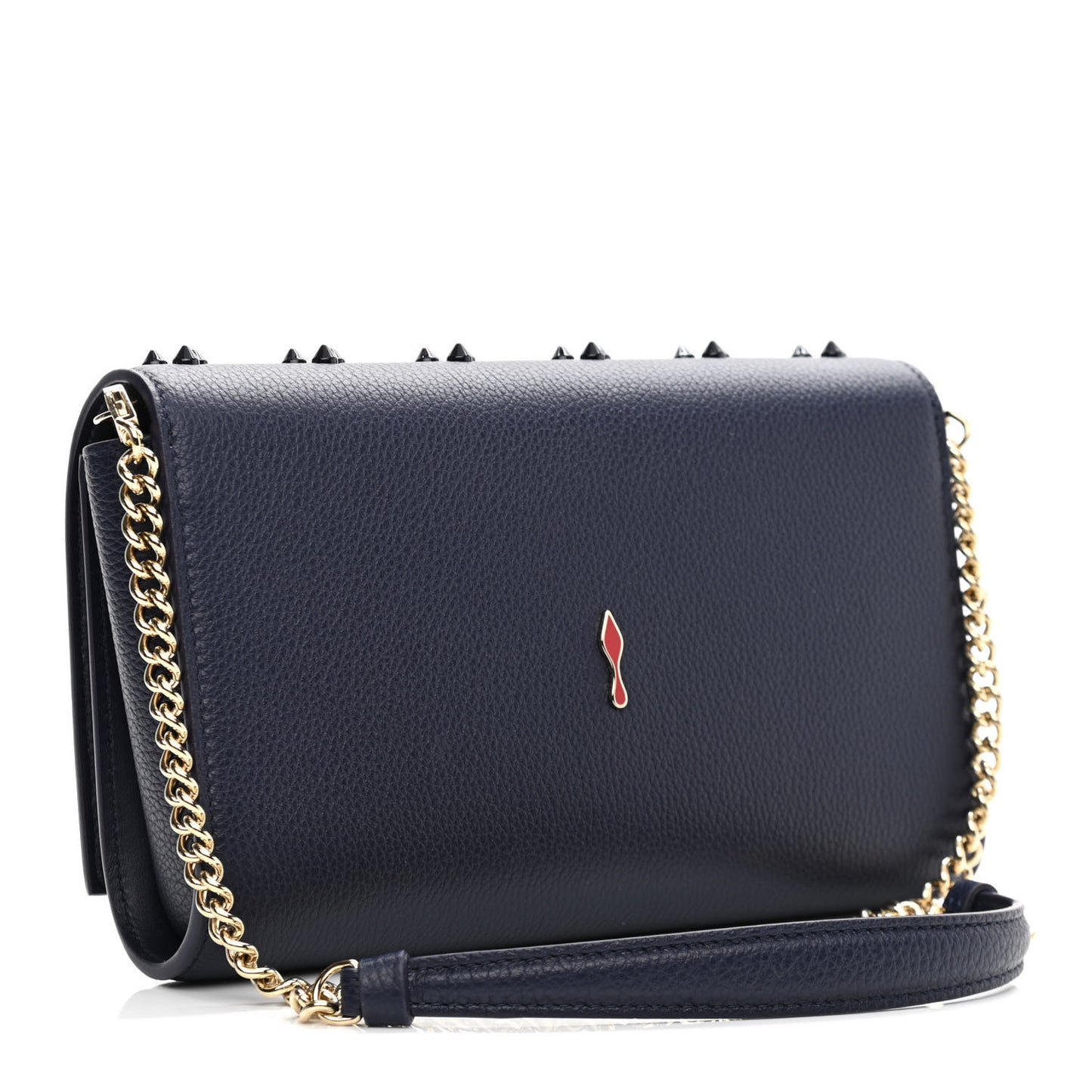 Calfskin Spikes Loubinthesky Paloma Clutch Navy