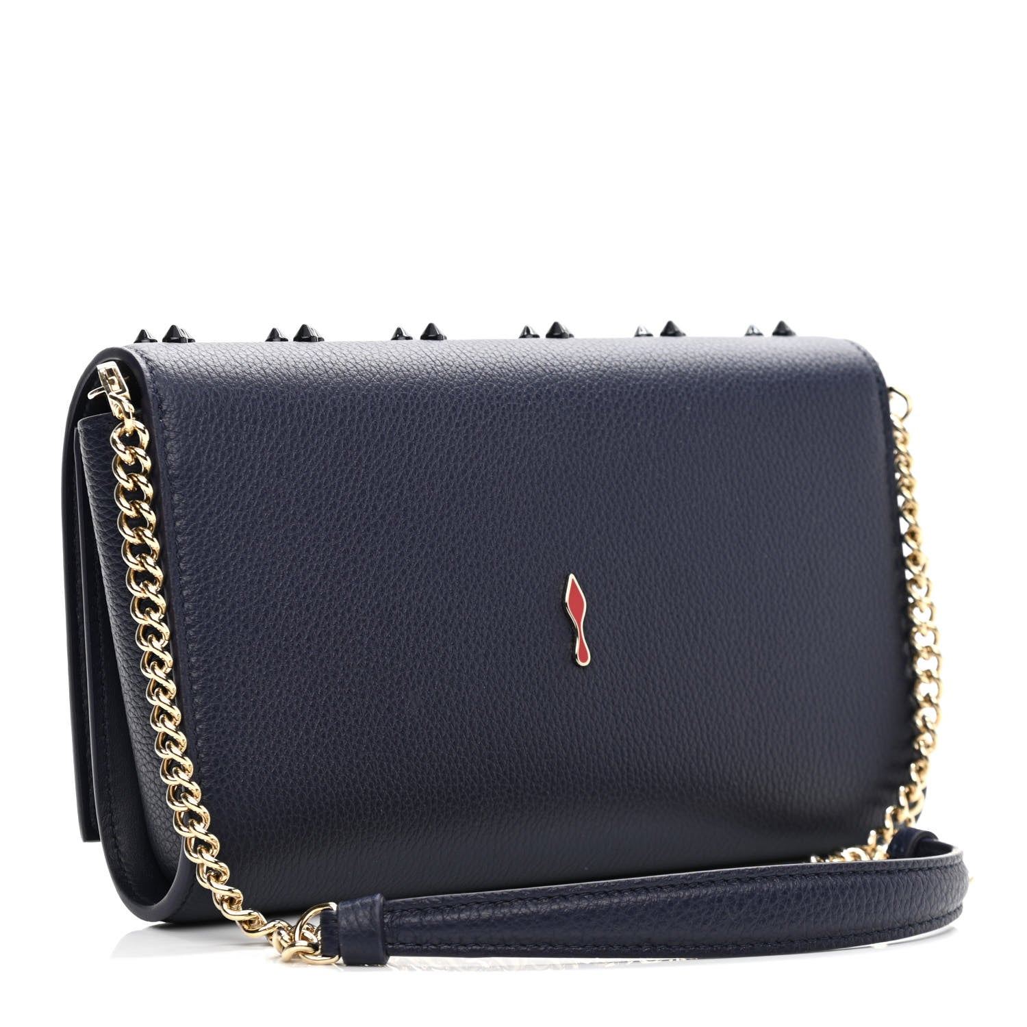 Christian Louboutin Calfskin Spikes Loubinthesky Paloma Clutch Navy 3 of 10