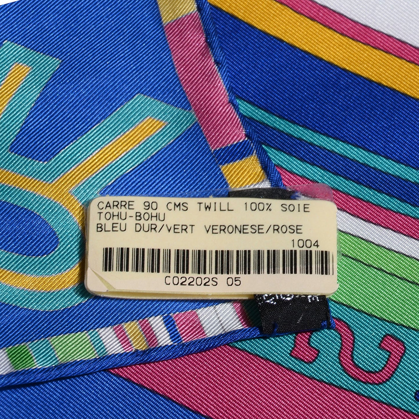 Silk Tohu Bohu Scarf 90 Bleu Dur Vert Veronese Rose