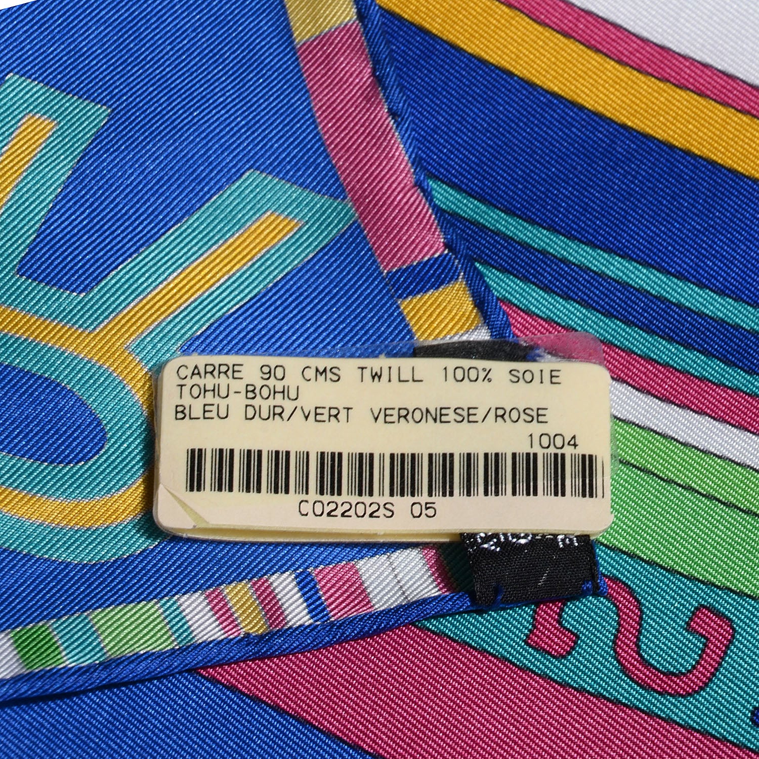 Hermes Silk Tohu Bohu Scarf 90 Bleu Dur Vert Veronese Rose 5 of 7