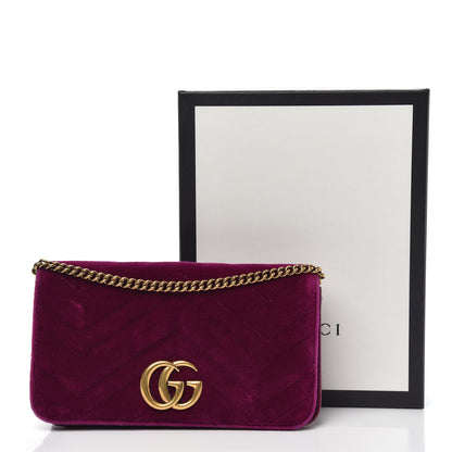 Gucci Velvet Matelasse GG Marmont Mini Bag Fuchsia Violet Cyclamen 14 of 14