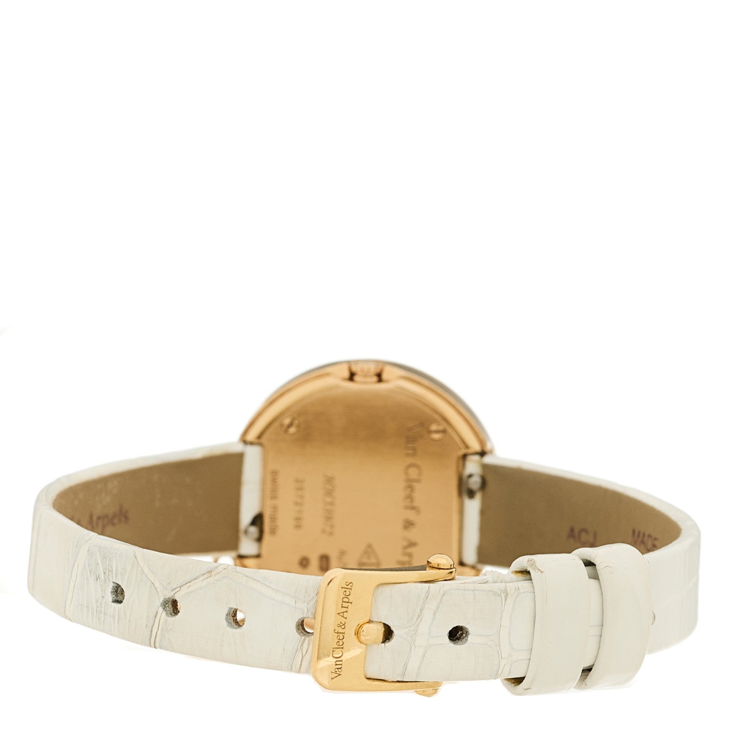 Van Cleef & Arpels 18K Rose Gold Alligator 25mm Charms Quartz Watch 4 of 10