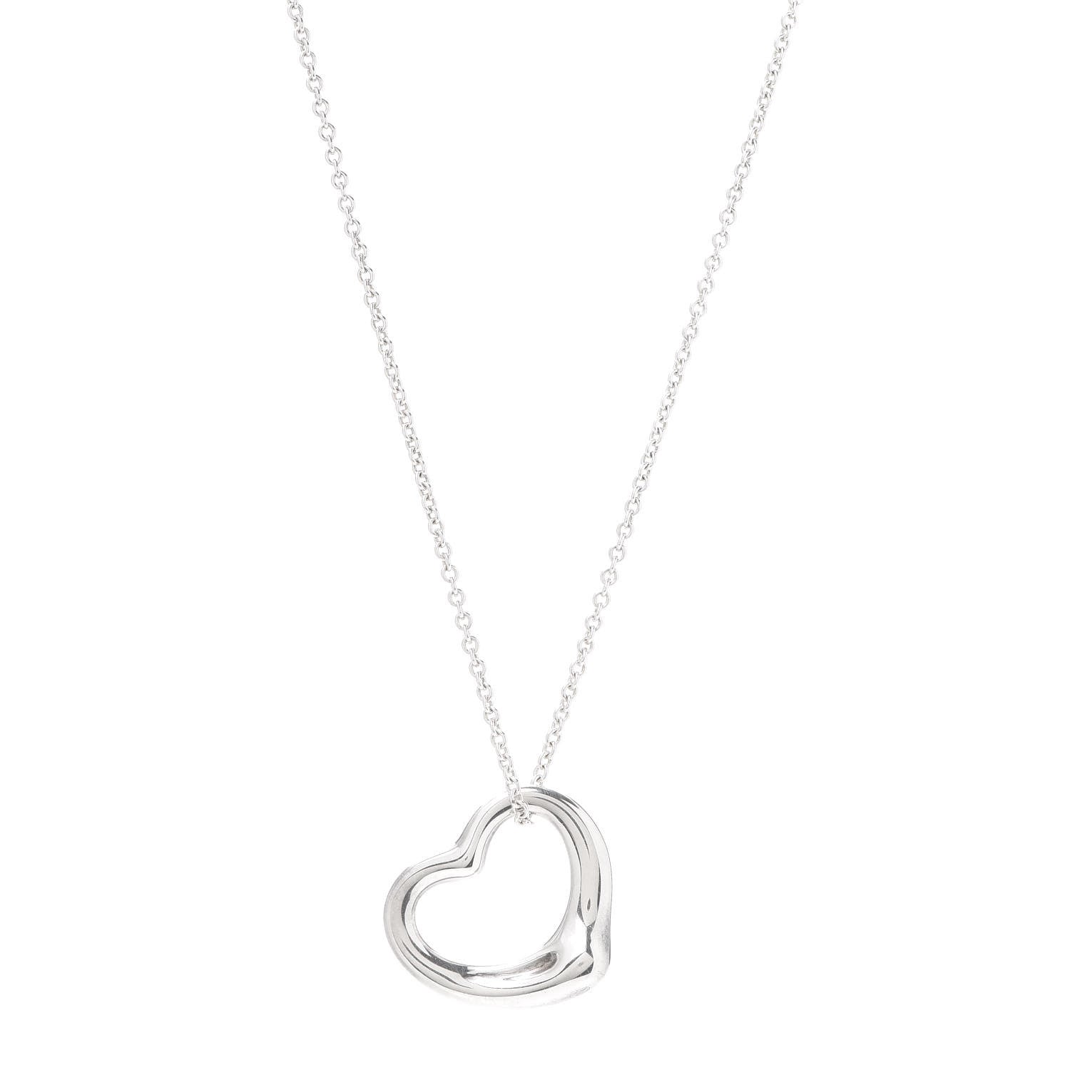 Tiffany Sterling Silver 22mm Elsa Peretti Open Heart Pendant Necklace 1 of 6