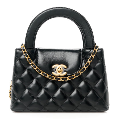 Chanel Shiny Aged Calfskin Quilted Nano Kelly Shopper Black 1 of 11