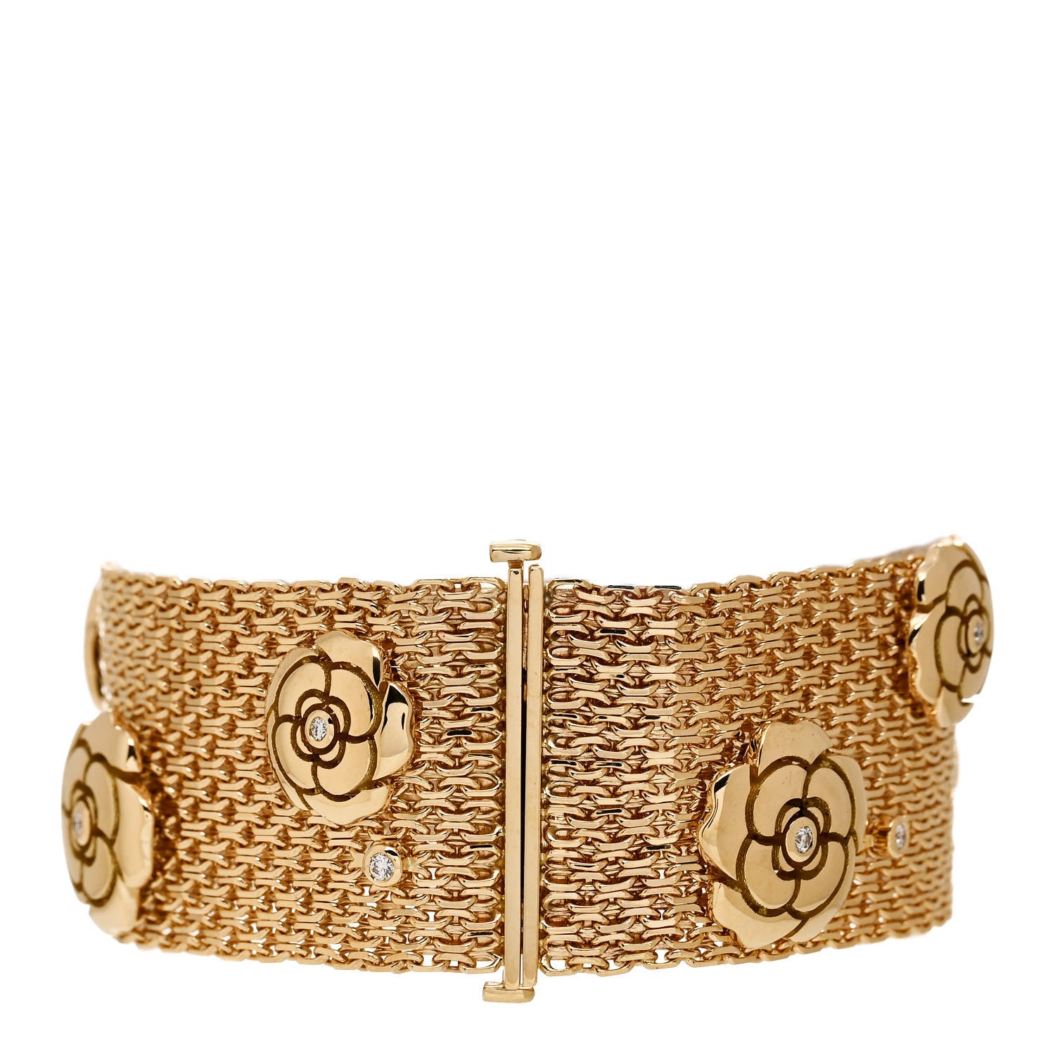 Chanel 18K Yellow Gold Diamond Impression de Camelia Bracelet