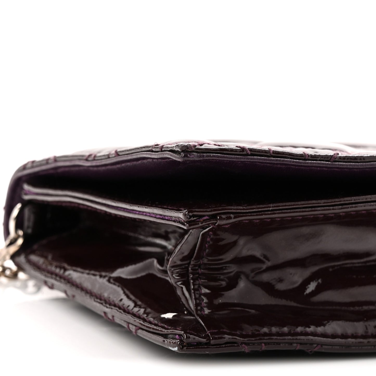 Patent Cannage Lady Dior Chain Wallet Purple