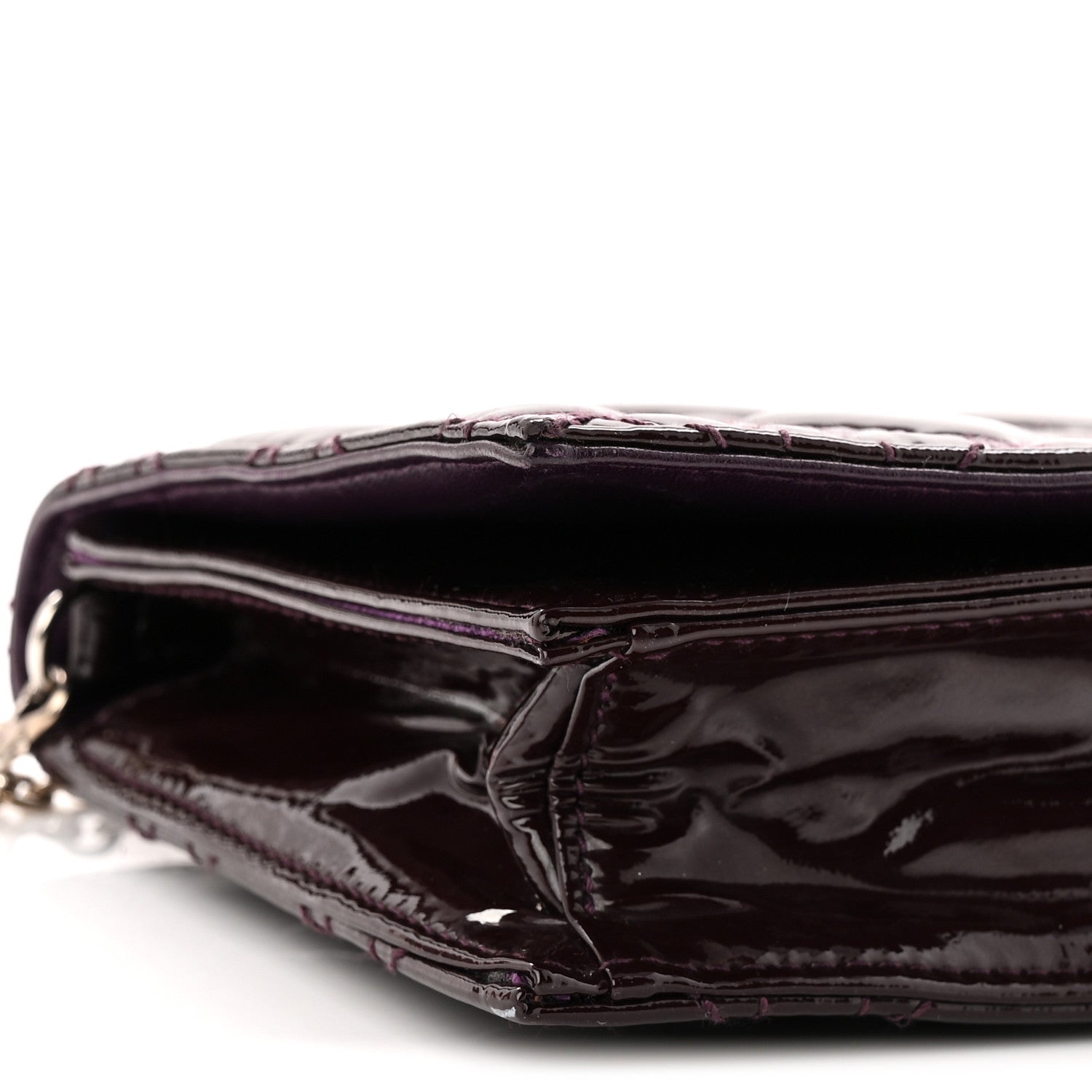 Christian Dior Patent Cannage Lady Dior Chain Wallet Purple 9 of 10