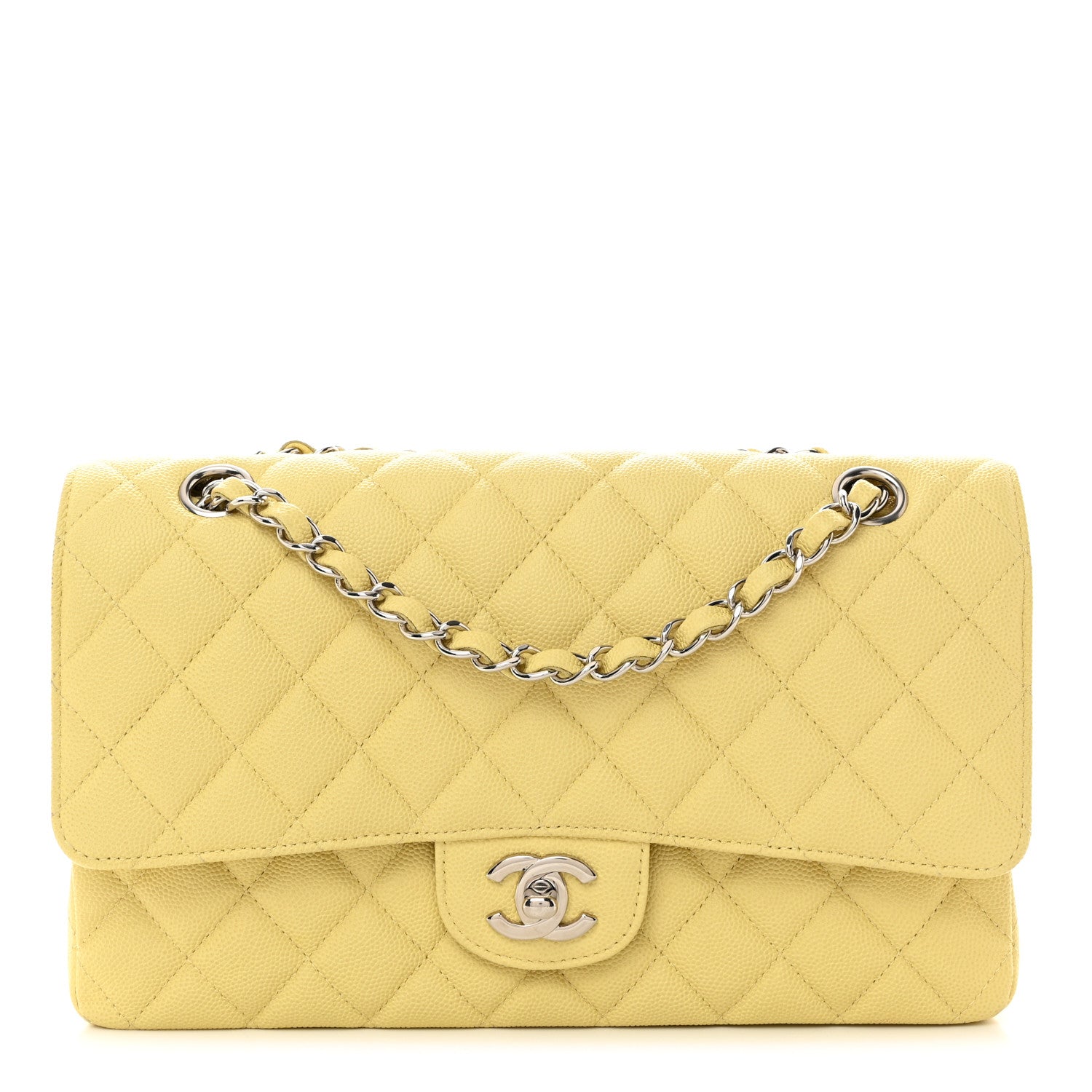 Chanel Caviar Quilted Medium Double Flap Light Yellow 1 of 10
