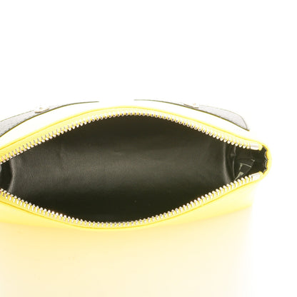Fendi Nylon Vitello Elite Crystal Eye Monster Large Cosmetic Pouch Yellow 5 of 8