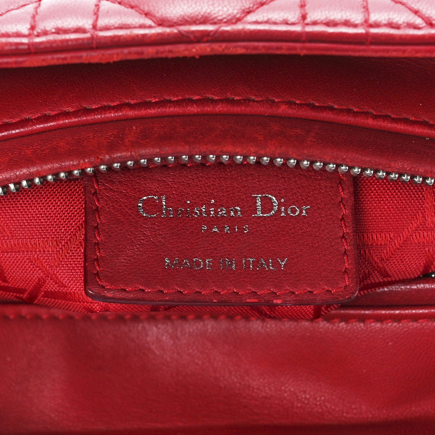 Lambskin Cannage Medium Lady Dior Red