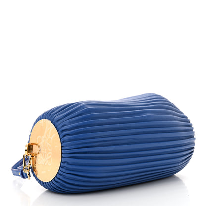 Loewe Lambskin Pleated Bracelet Pouch Shoulder Bag Royal Blue 4 of 9