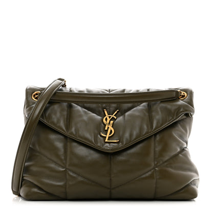 Saint Laurent Lambskin Quilted Medium Loulou Puffer Monogram Chain Satchel Seaweed 1 of 10