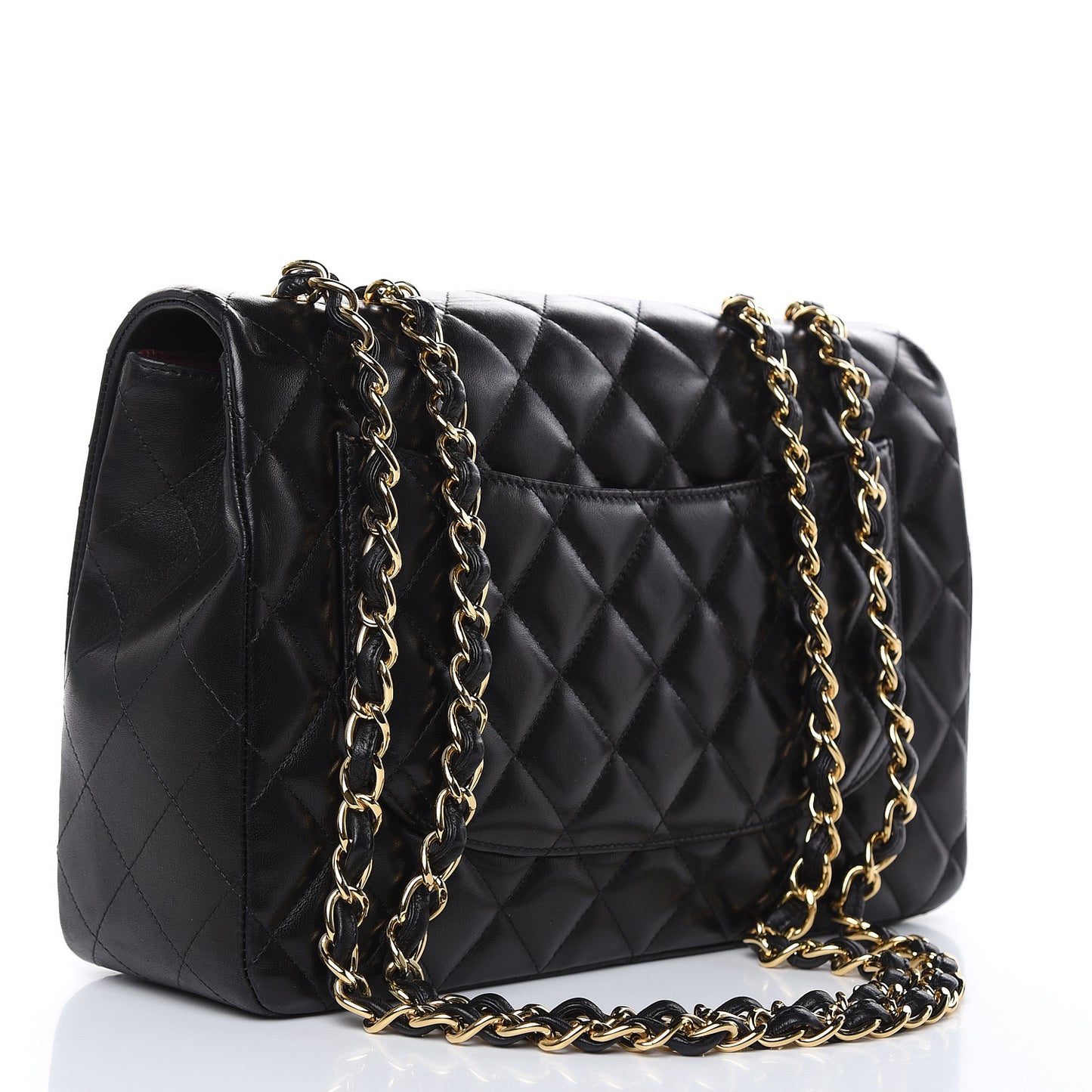 Lambskin Quilted Jumbo Single Flap Black