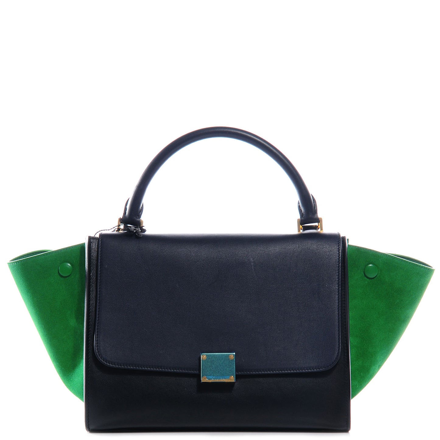 Calfskin and Suede Small Tri-Color Trapeze Green Grass