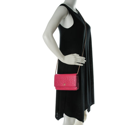 Chanel Lambskin Camellia Embossed Wallet on Chain WOC Pink 2 of 8