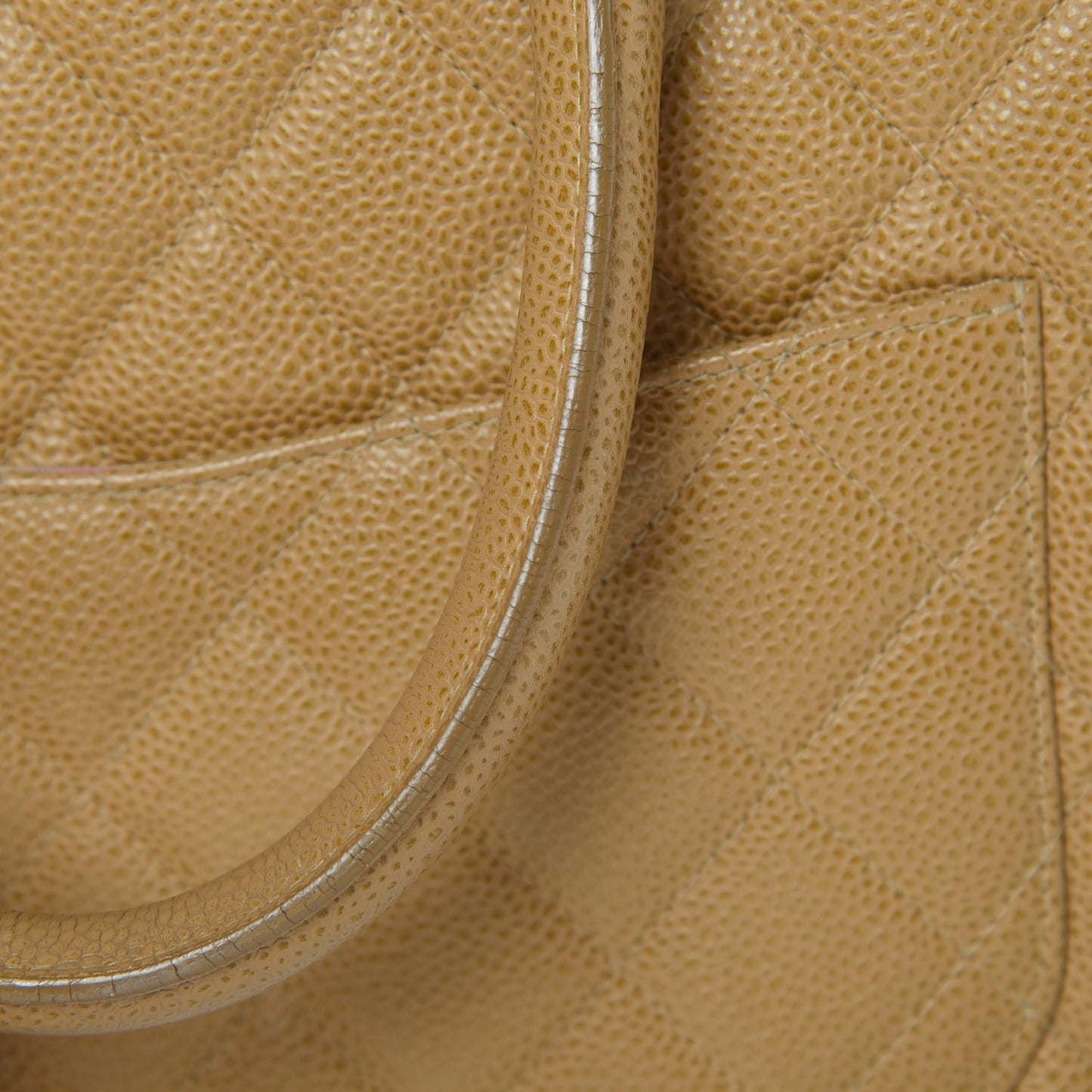 Caviar Quilted Large Bowler Bag Beige