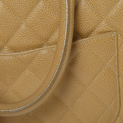 Chanel Caviar Quilted Large Bowler Bag Beige 17 of 20