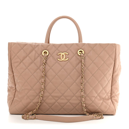 Chanel Caviar Quilted Large Coco Handle Shopping Tote Beige 1 of 12