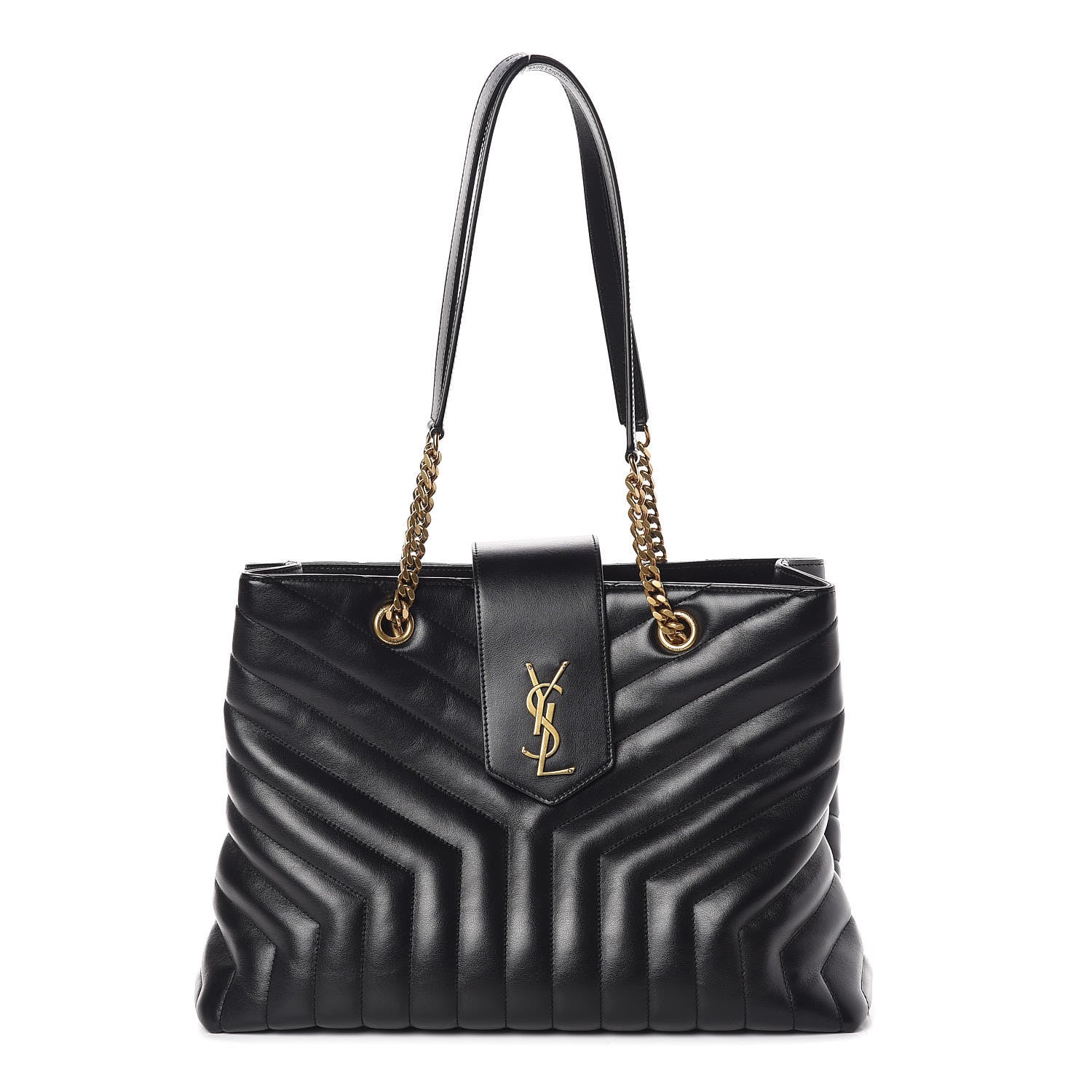 Saint Laurent Calfskin Y Quilted Monogram Large Loulou Shopper Black 1 of 8