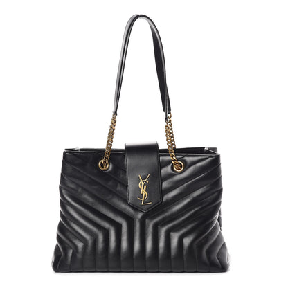 Saint Laurent Calfskin Y Quilted Monogram Large Loulou Shopper Black 1 of 8
