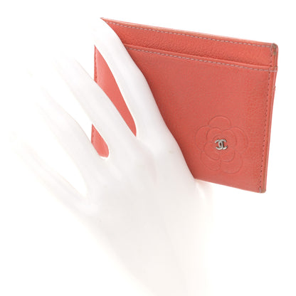 Chanel Goatskin Embossed Camellia Card Holder Coral 2 of 10