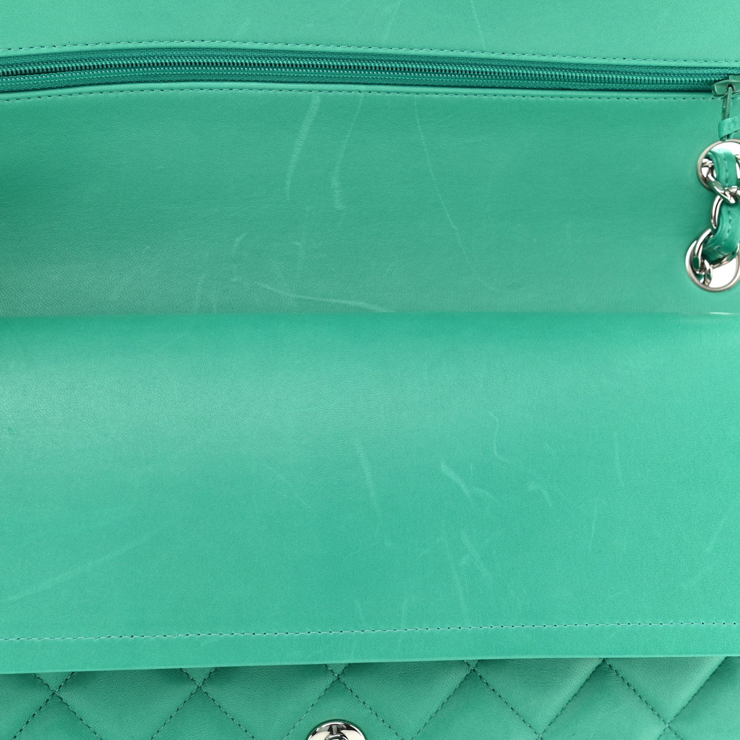 Chanel Lambskin Quilted Jumbo Double Flap Green 9 of 15