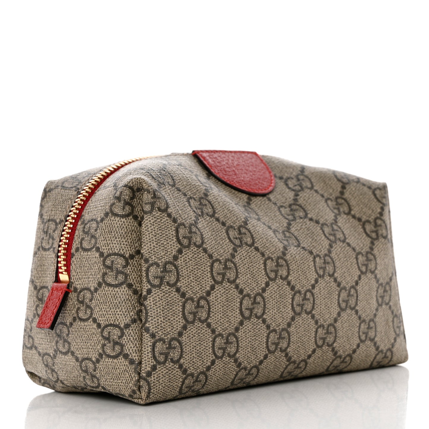 Soft GG Supreme Monogram Calfskin Medium Ophidia Cosmetic Case Beige Ebony Hibiscus Red