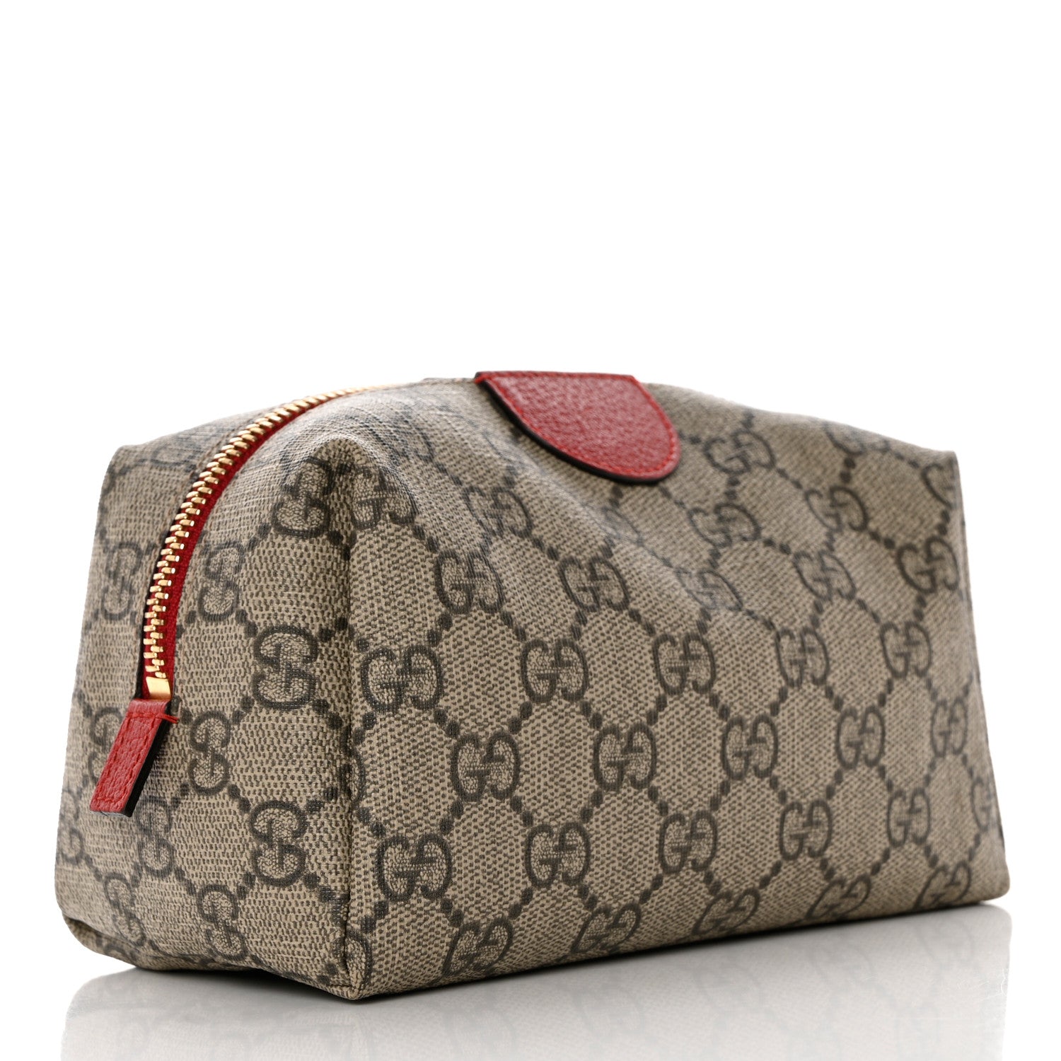 Gucci Soft GG Supreme Monogram Calfskin Medium Ophidia Cosmetic Case Beige Ebony Hibiscus Red 3 of 7