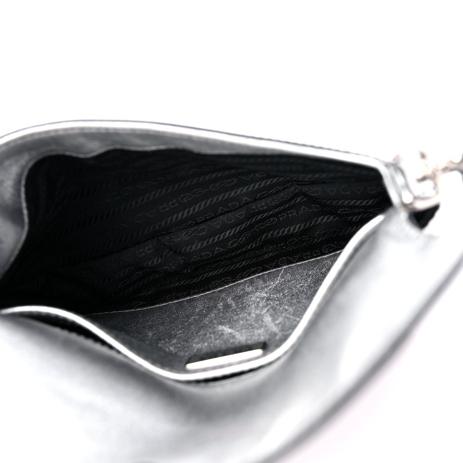 Prada Spazzolato Cleo Flap Shoulder Bag Argento 5 of 16
