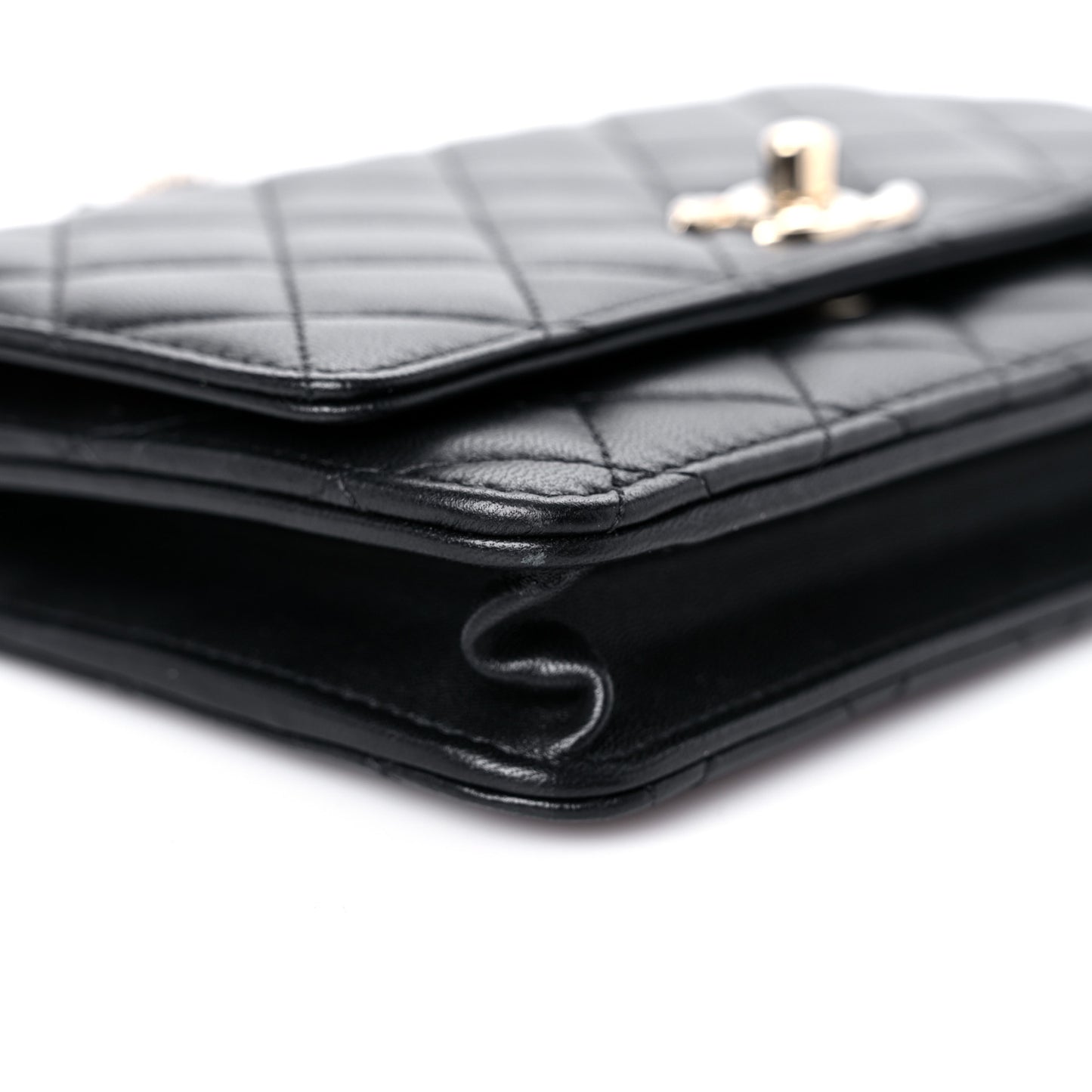Lambskin Quilted Trendy CC Wallet On Chain WOC Black