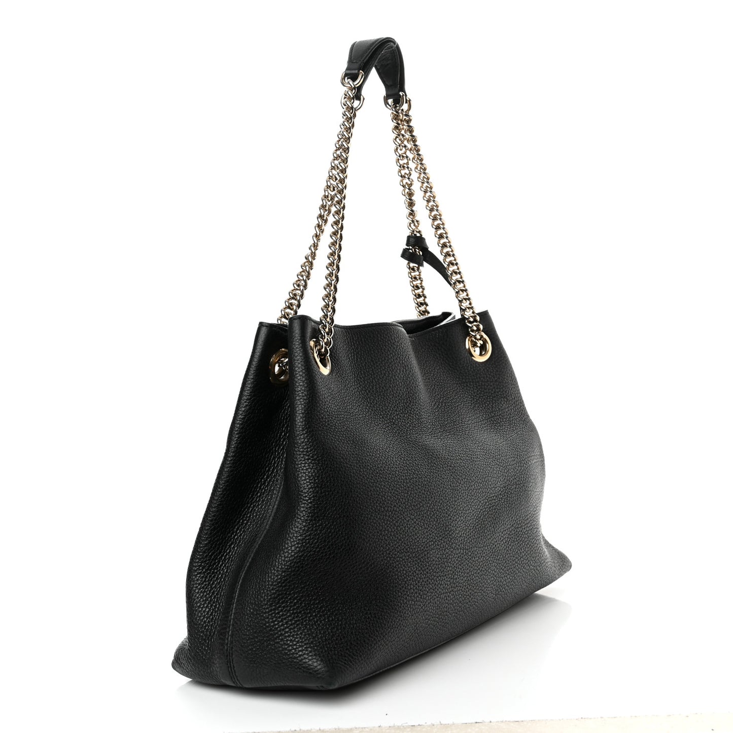 Pebbled Calfskin Medium Soho Chain Shoulder Bag Black