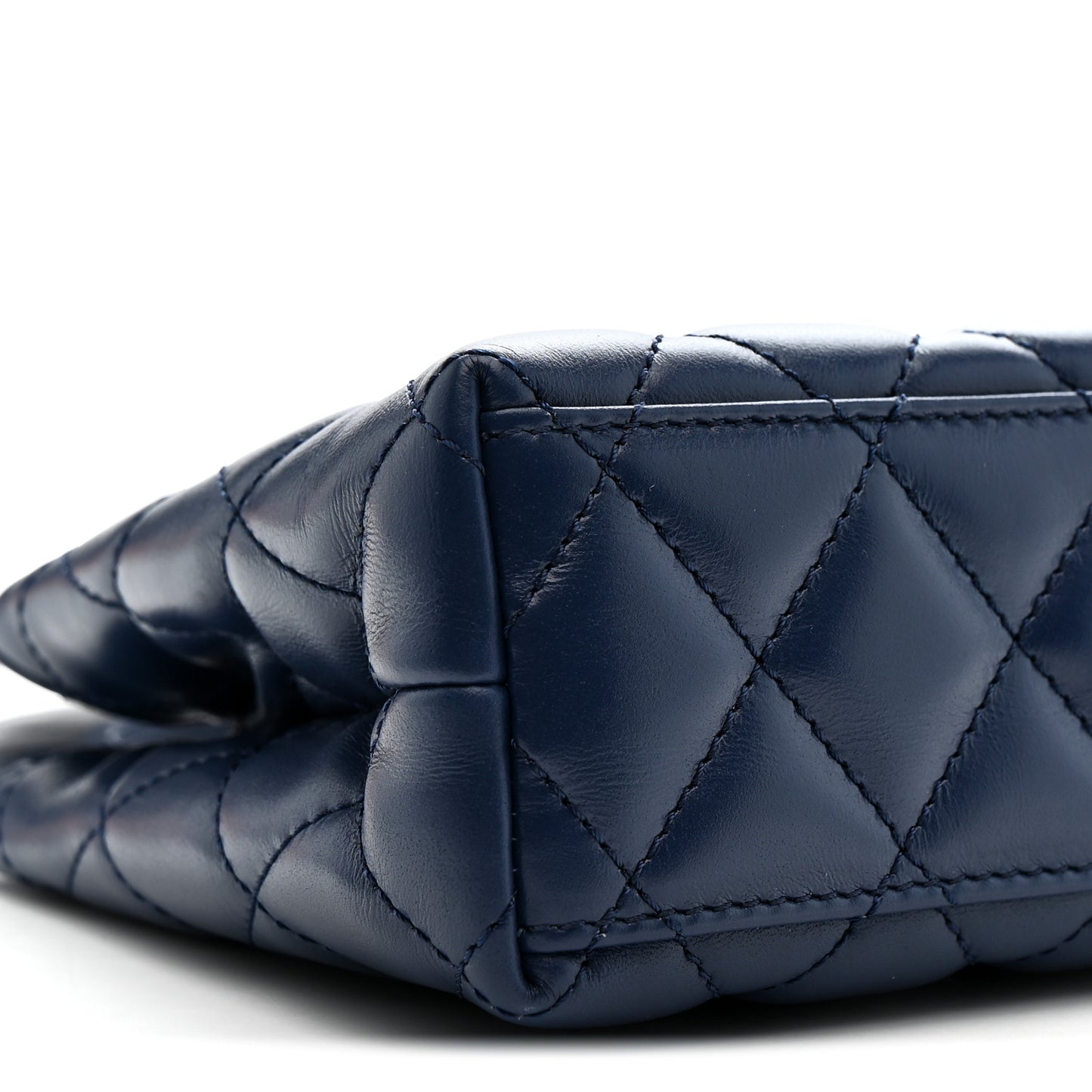 Shiny Aged Calfskin Quilted Nano Kelly Shopper Dark Blue Dark Blue