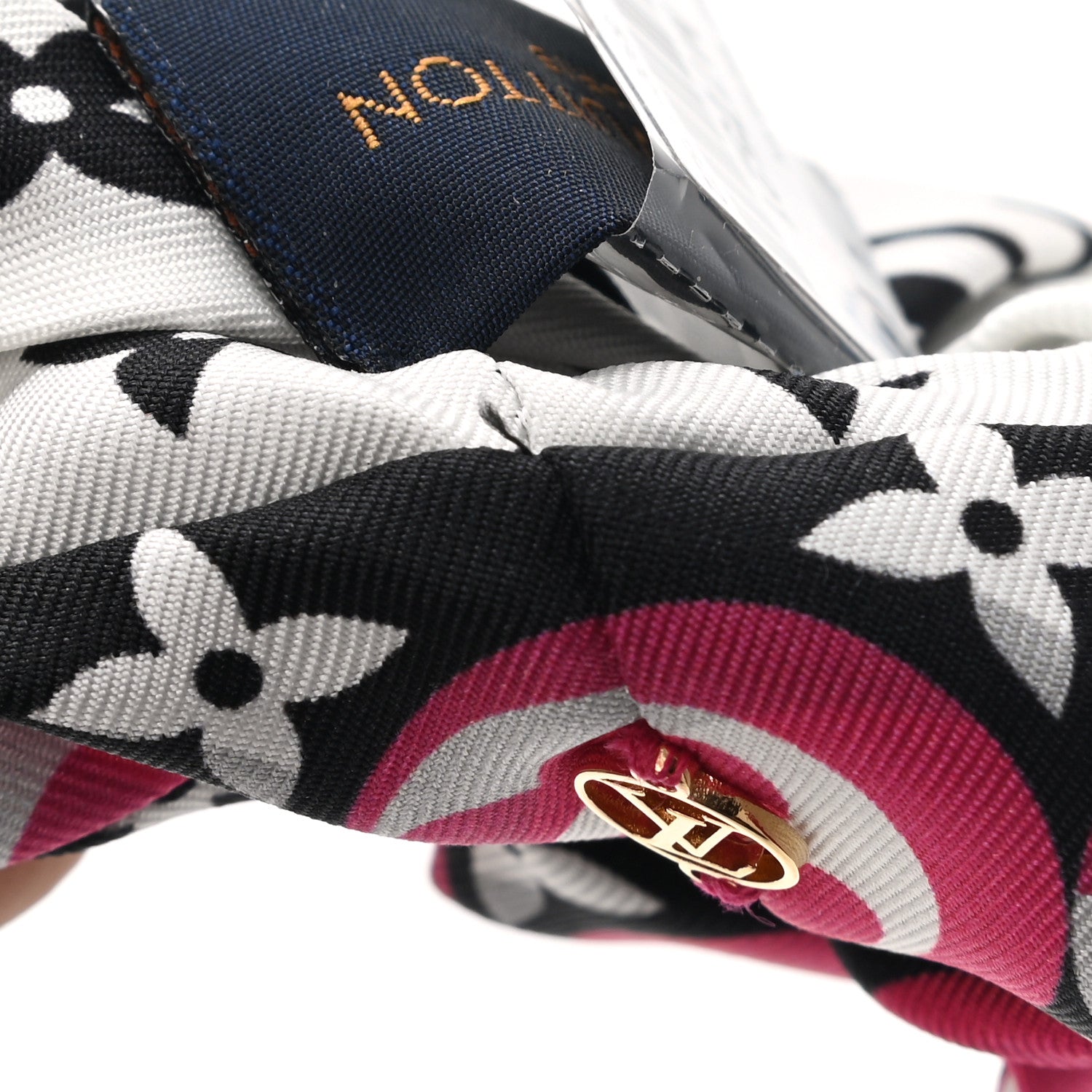 Louis Vuitton Silk Monogram Marbles Scrunchy Set Pink Khaki Beige 7 of 7